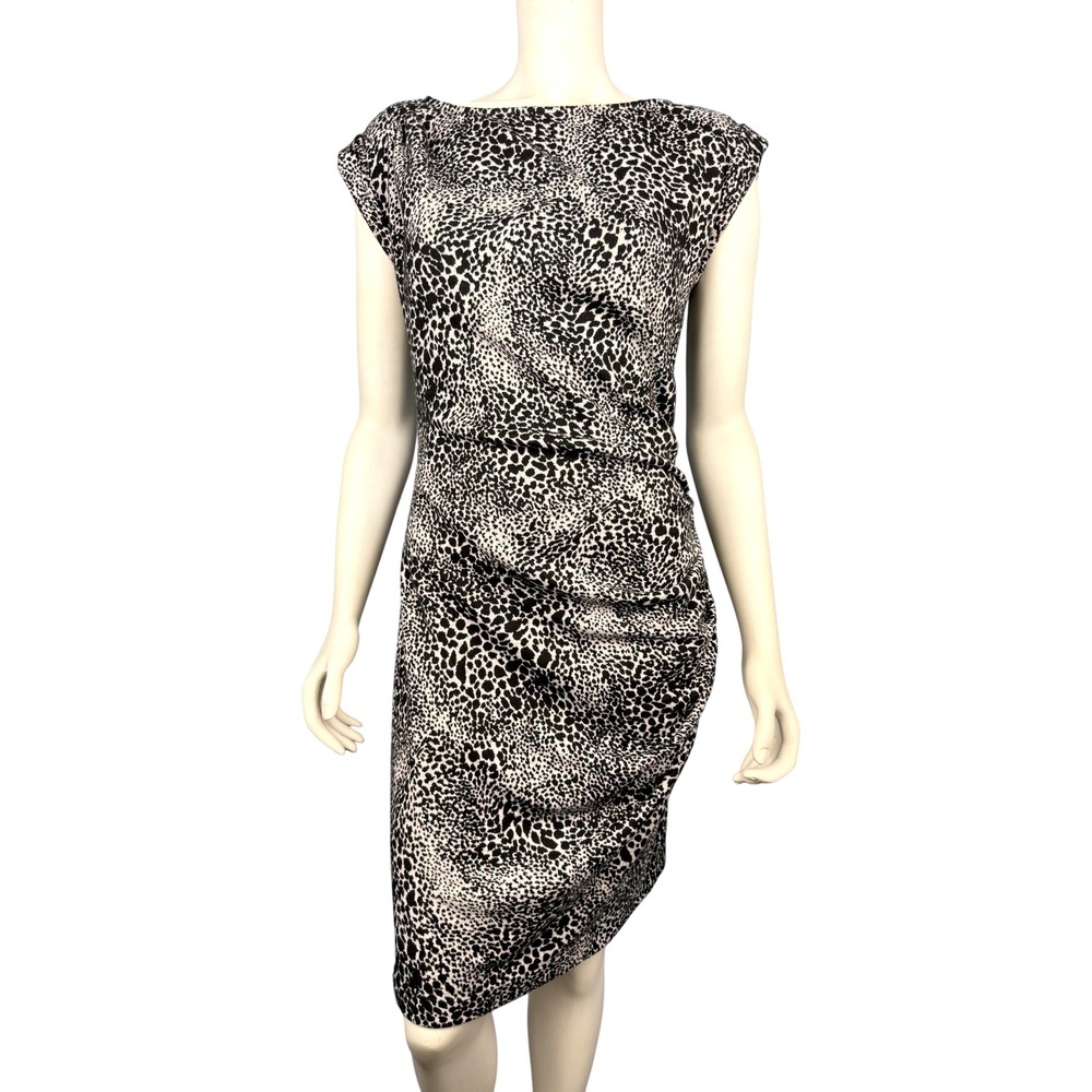 Leopard Print Dress Size 4 Ruched‎ Sheath Dress Jersey Knit Bodycon Comfortable